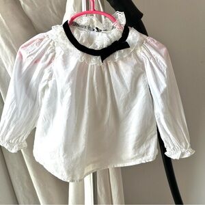 JANIE & Jack | Kid's Ruffle Bow Collar Top 18-24 Months
